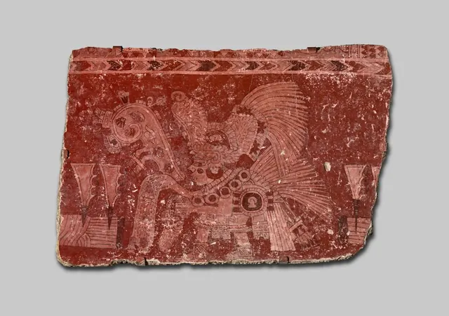 Mural Fragment Depicting a Maguey Bloodletting Ritual — Unidentified Teotihuacan painter