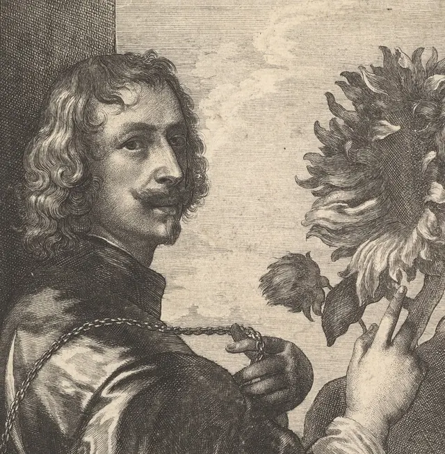 Wenceslaus Hollar after Van Dyck's self-portrait. Posthumous print, 1644.
