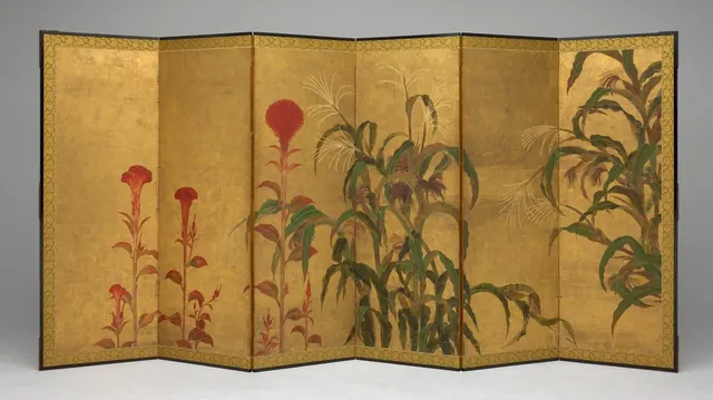 Maize and Cockscombs — Unidentified Japanese painters