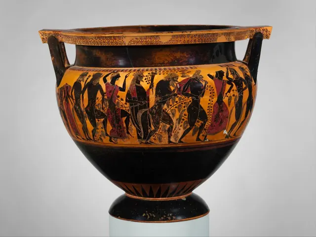 Terracotta column-krater (bowl for mixing wine and water) — Attributed to Lydos