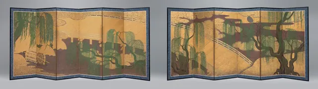 Willow Bridge and Waterwheel — Hasegawa Sôya