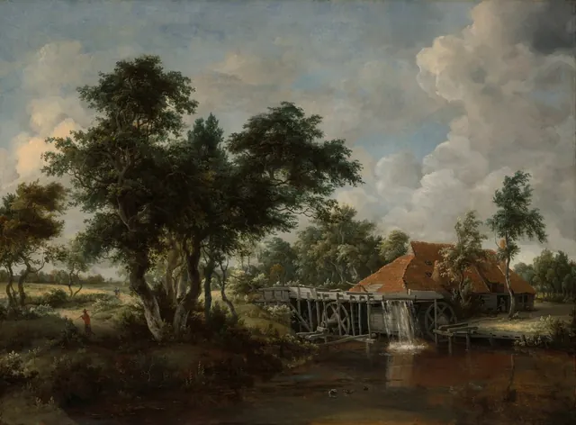 The Watermill with the Great Red Roof — Meindert Hobbema
