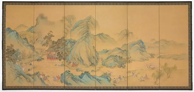 The Gathering at the Orchid Pavilion (front); Geese among Reeds (back) — Noguchi Shohin