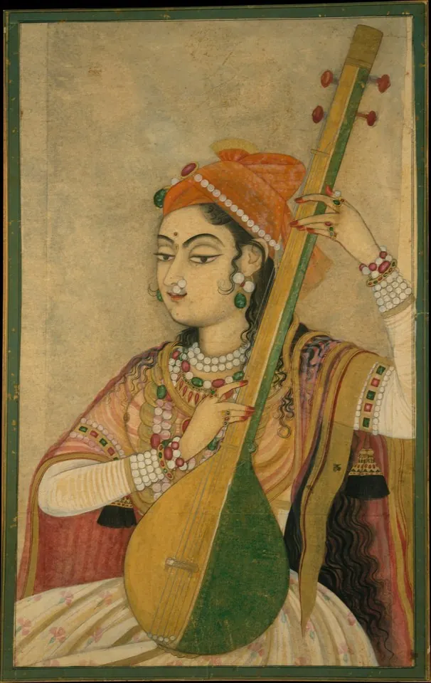 A Lady Playing the Tanpura — Unidentified Kishangarh painter