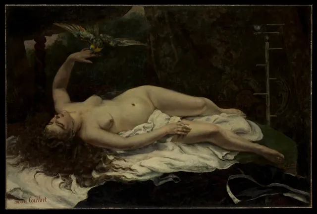 Woman with a Parrot — Gustave Courbet