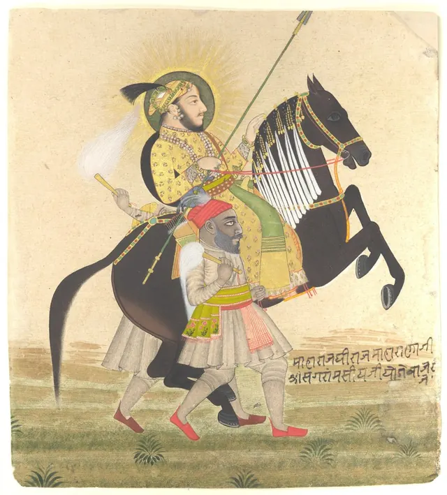 Maharana Sangram Singh Riding a Prize Stallion — Stipple Master