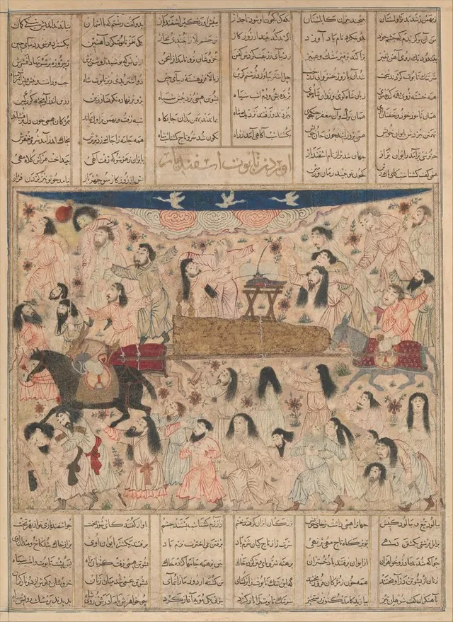 "The Funeral of Isfandiyar," Folio from a Shahnama (Book of Kings) — Unidentified Iranian painters