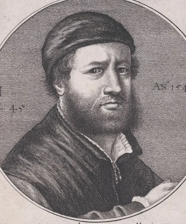 Wenceslaus Hollar after Holbein's self-portrait. Posthumous print, 1647.