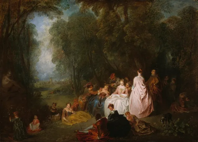 Fête champêtre (Pastoral Gathering) — Jean Antoine Watteau, assisted by Jean-Baptiste Pater