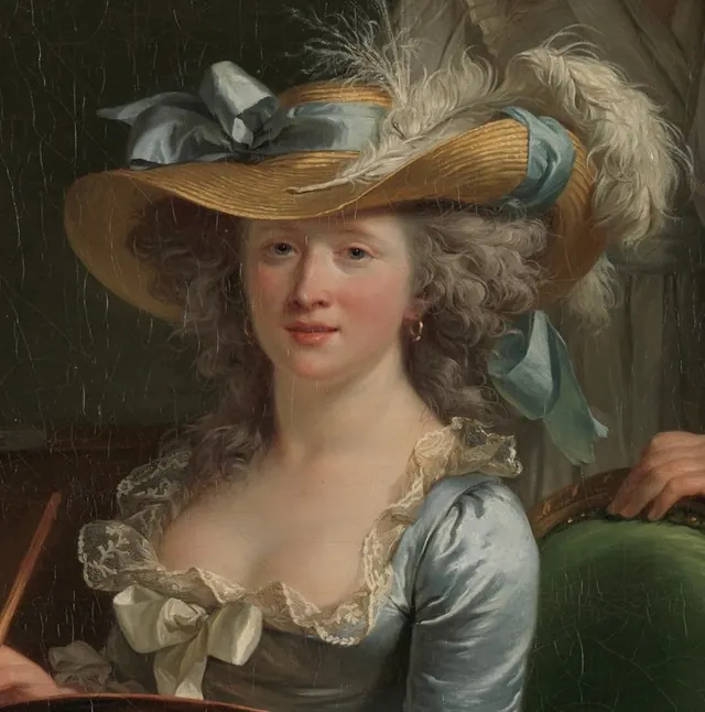 Self-Portrait with Two Pupils, 1785. Detail.